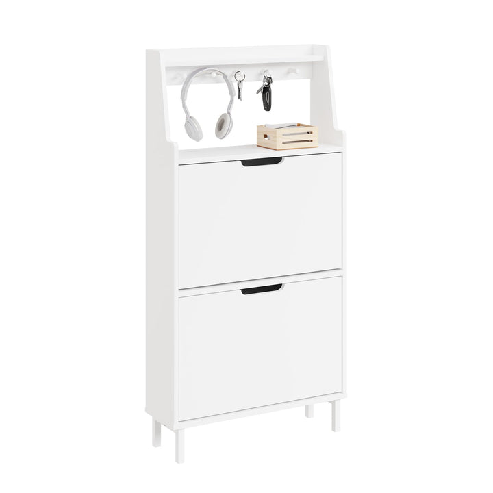 SoBuy Schuhschrank Schmal Schuhkipper Extra Schmale 19 cm Tiefe, Für Schuhe Bis Grösse 47, Mit Haken