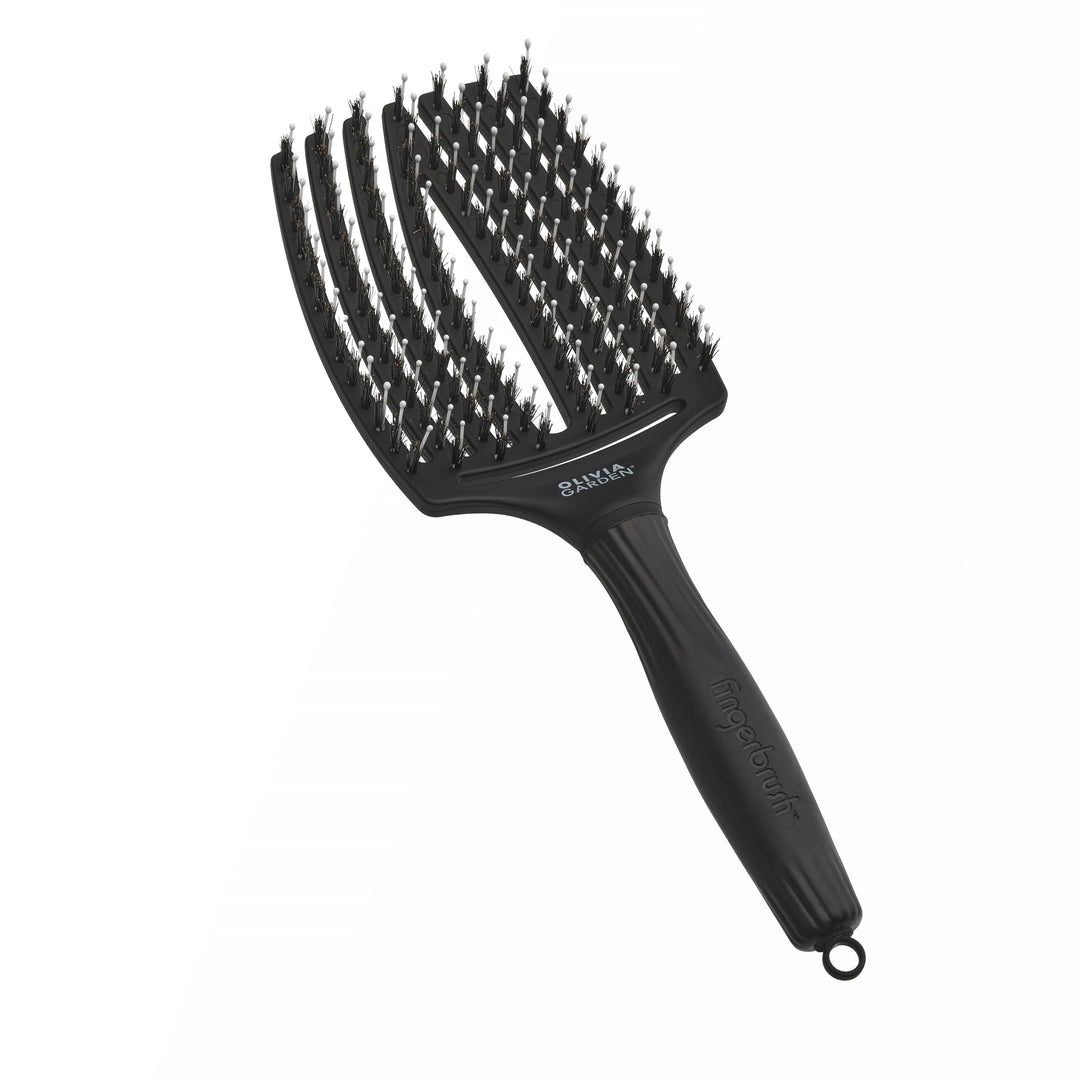 Olivia Garden Fingerbrush Care Iconic - Large - Schwarz - Detangler Bürste mit Wildschweinborsten &
