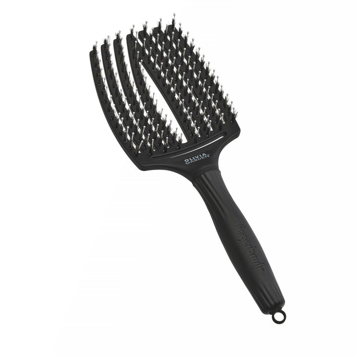 Olivia Garden Fingerbrush Care Iconic - Large - Schwarz - Detangler Bürste mit Wildschweinborsten &
