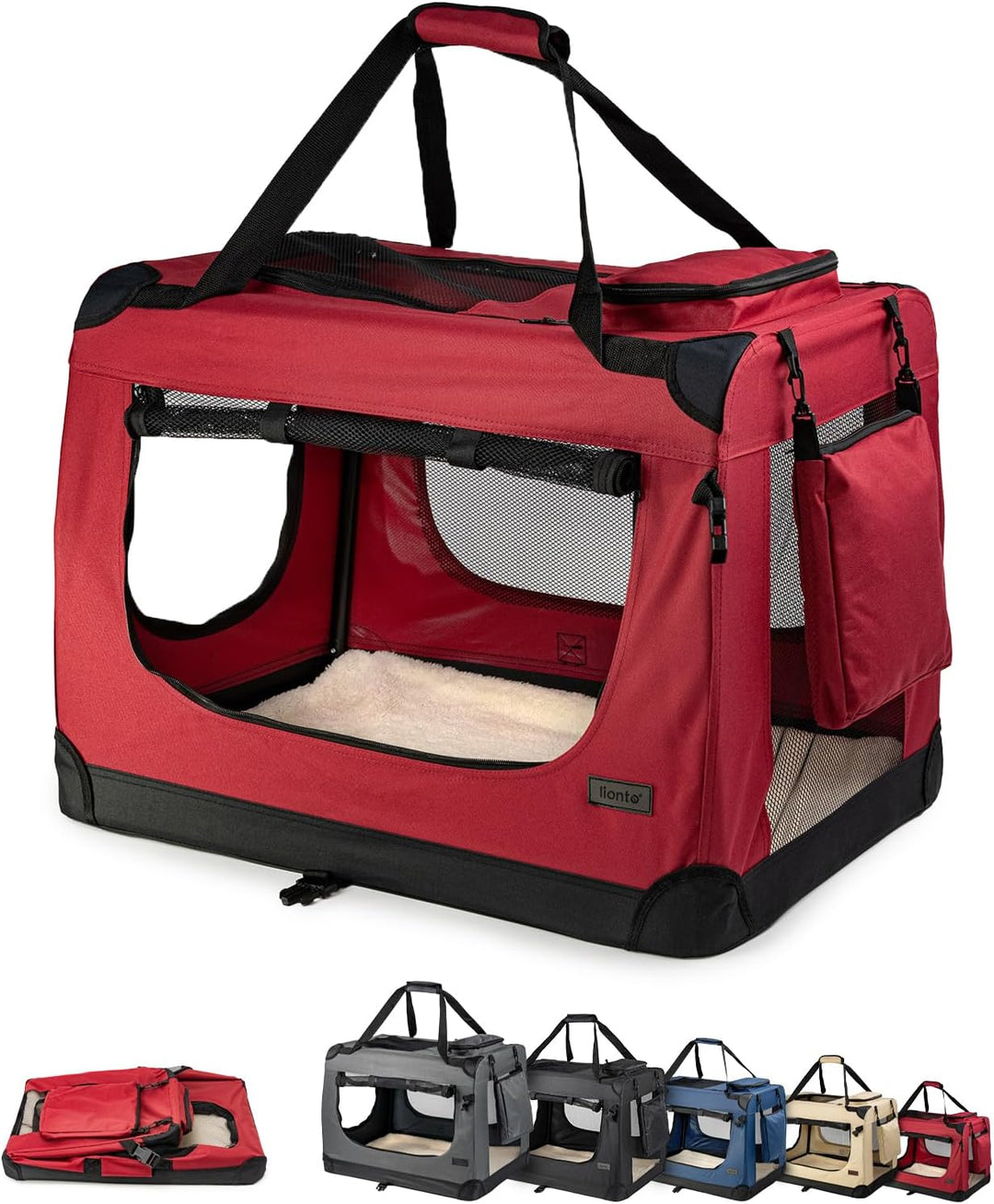 Hundetransportbox Hundetasche Hundebox Faltbare Kleintiertasche Grösse XL Farbe Rot (XL) 82x58x58 cm