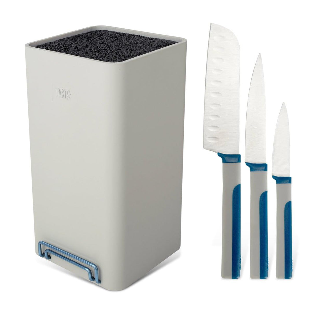 Messerblock-Set inkl. 3 Messern, 4-tlg, Universalmesserblock mit Borsteneinsatz, inkl. Tablet- und H