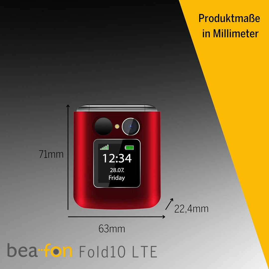 Beafon, Fold10 LTE, Klapphandy, SOS Notruftaste, XL Farbinnendisplay2,2 (5,58cm), XL Farbaussendispa