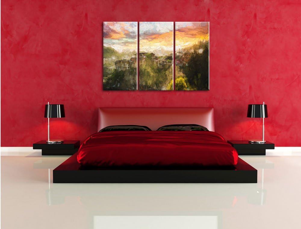 Pixxprint Gigantisches Dorf in China als Leinwandbild/Grösse: 3 Teilig (120x80 cm) cm/Wandbild/Kunst