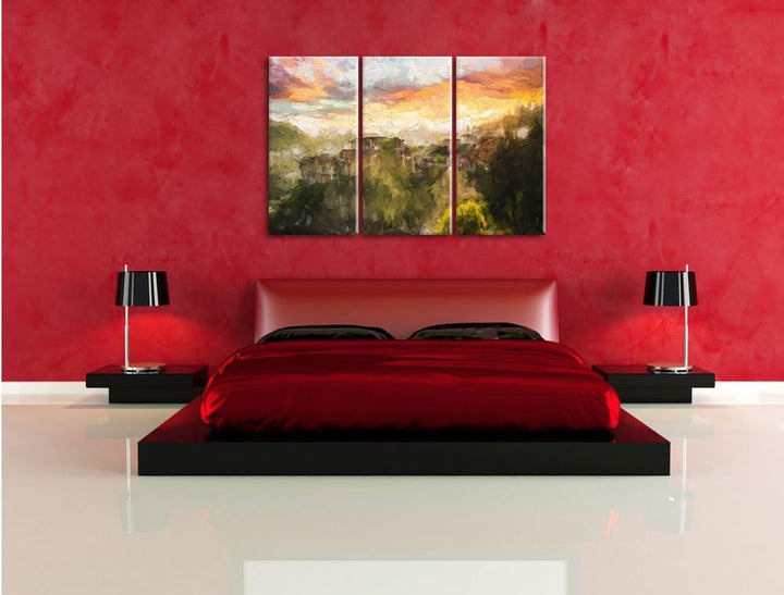Pixxprint Gigantisches Dorf in China als Leinwandbild/Grösse: 3 Teilig (120x80 cm) cm/Wandbild/Kunst