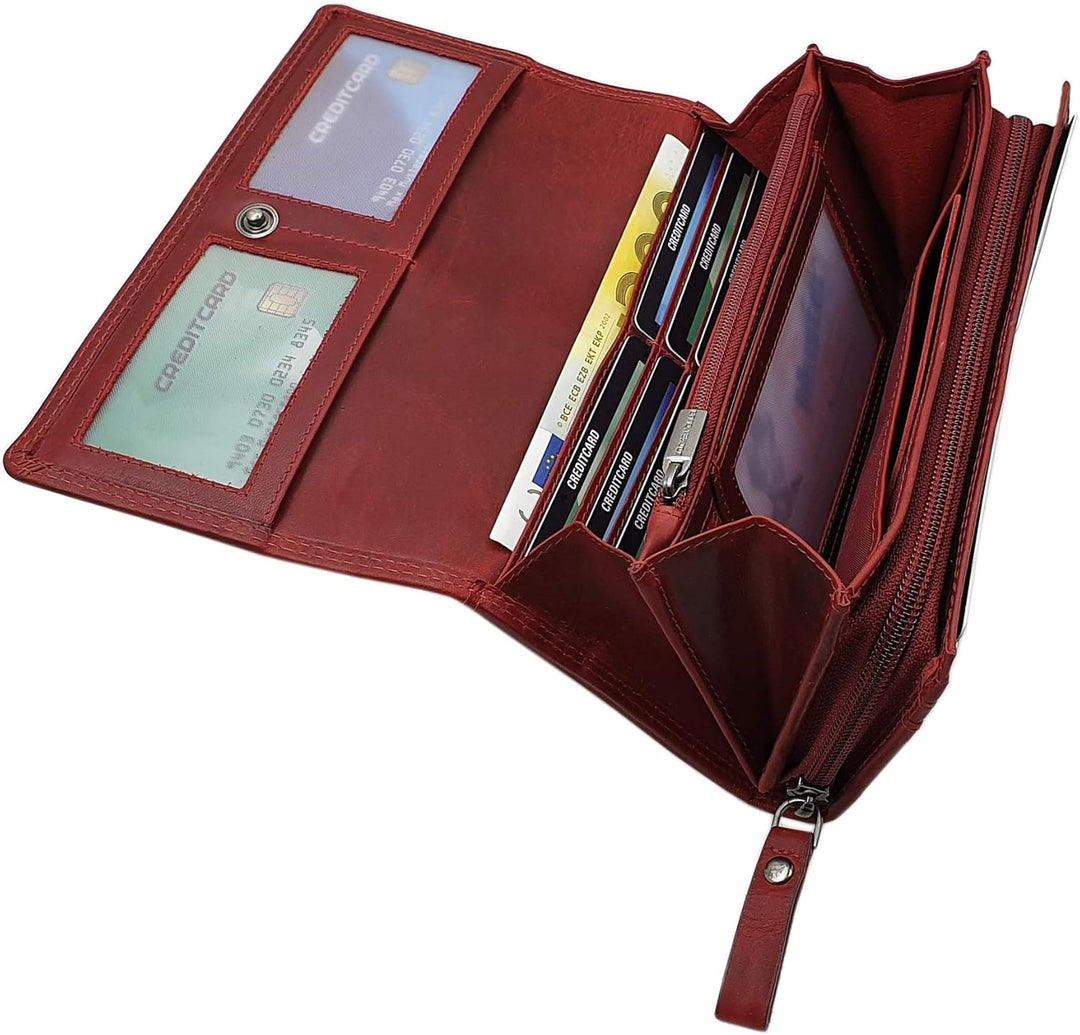 Grosse Rindleder Damen Geldbörse/Geldbeutel/Portemonnaie/Geldtasche mit Schmetterling-Motiv oder ohn