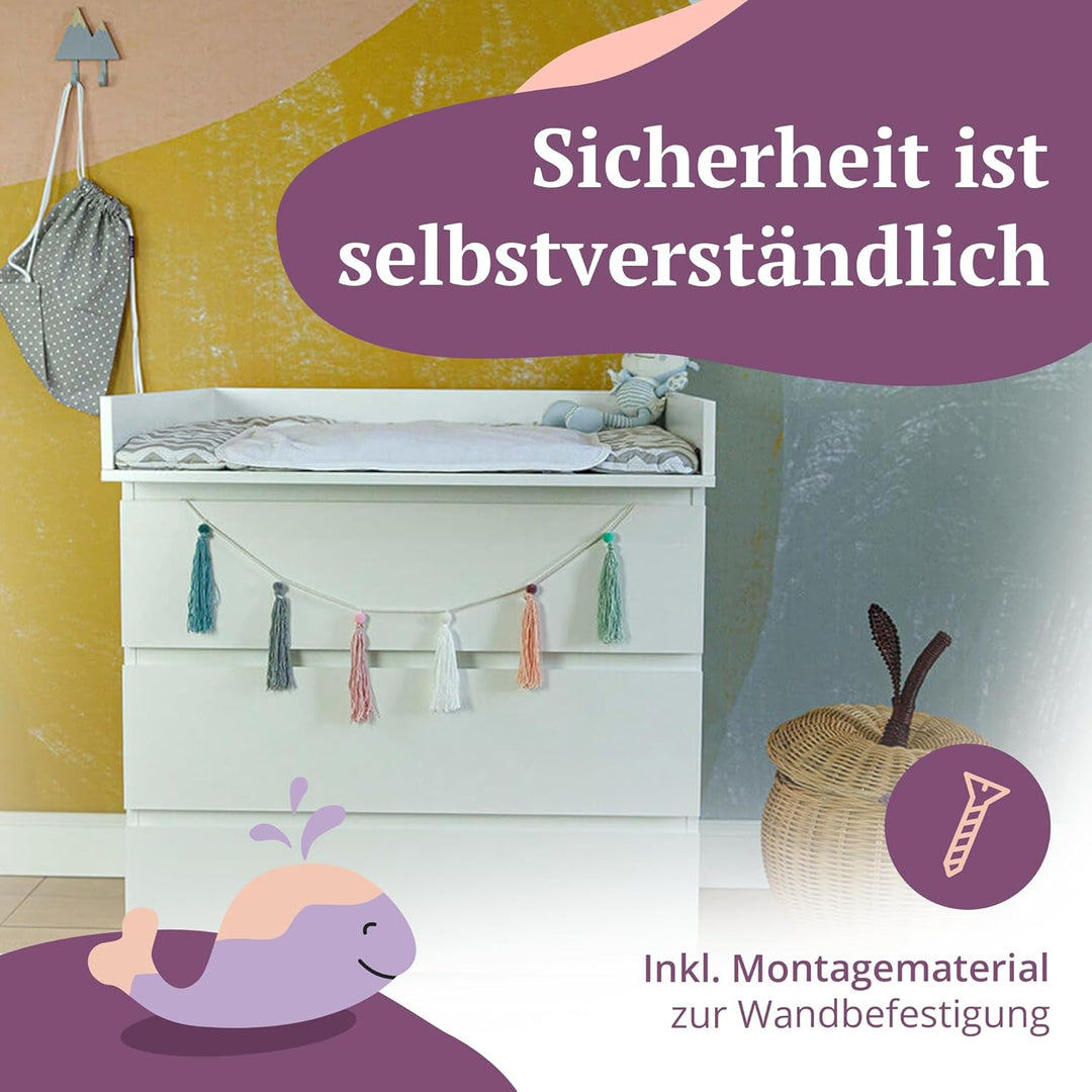 Puckdaddy® Espen | Wickelaufsatz passend für IKEA Malm Kommode u.Ä. | 80x78x10 cm | Wickelauflage au