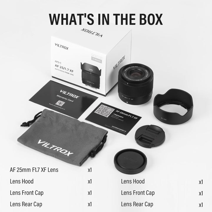VILTROX 25mm F1.7 Air APS-C Objektiv mit Autofokus für Fuji XF-Mount Lens Standardobjektiv mit Gross