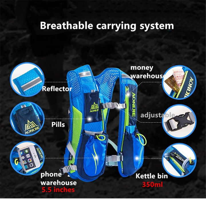 AONIJIE Ultrleicht 5.5L Laufen Running Trinkrucksack Hydrationspack Hydration Rucksack Rosa, Rosa