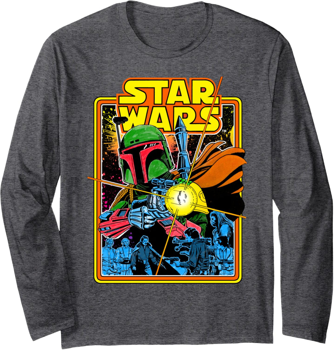 Star Wars Boba Fett Ready To Fire Vintage Comic Cover Langarmshirt