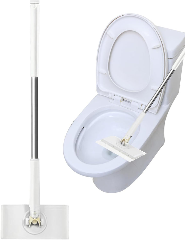 Wischmopp Mit Druck-Klemm-System, Automatisches Klemmtuch Edelstahl Staubmopp Mit 360° Drehbarem Kop