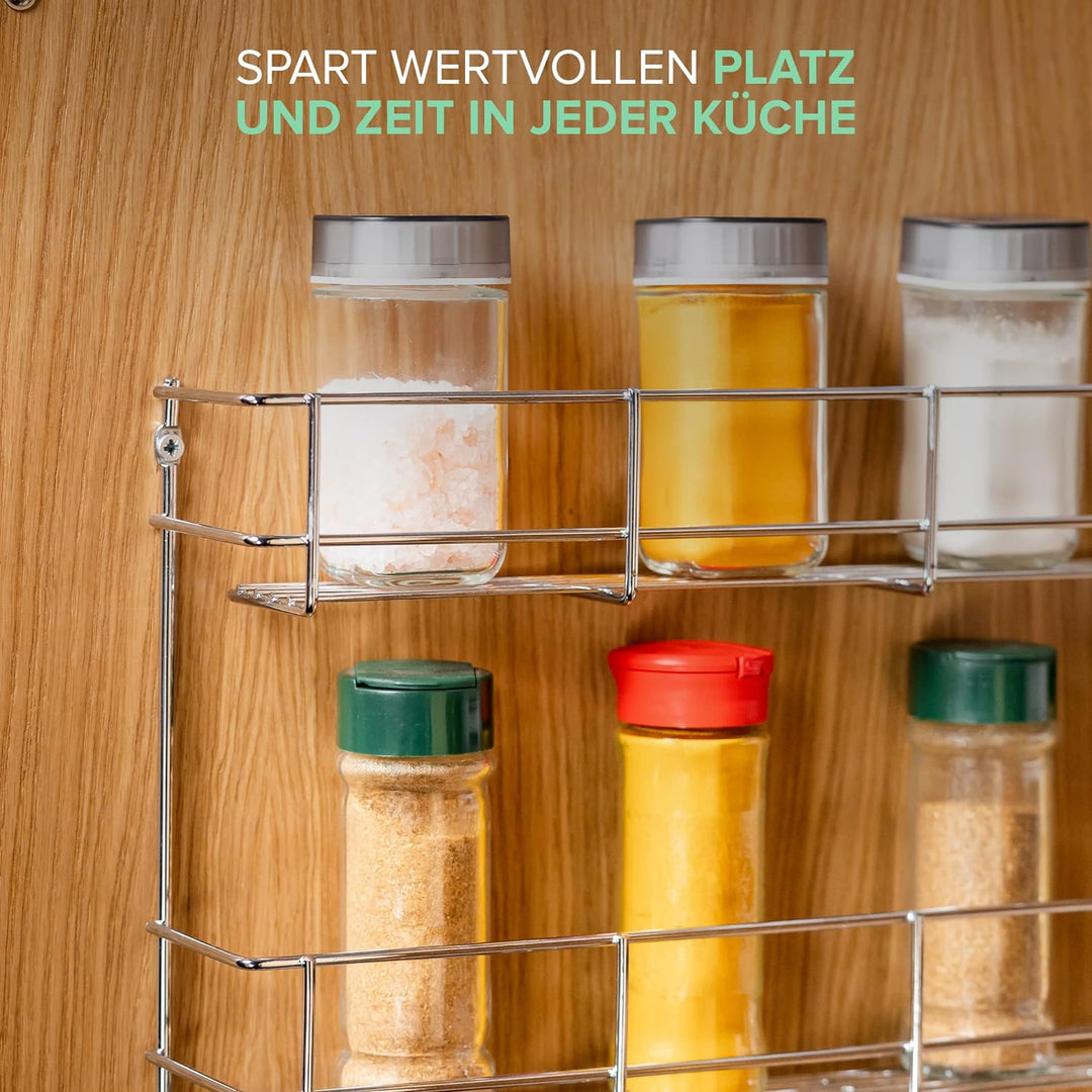 Copa 4-Etagen Gewürzregal Chrom - Gewürzregal hängend - Wand Spice Rack für 4 x 8 Gewürze - Hängende