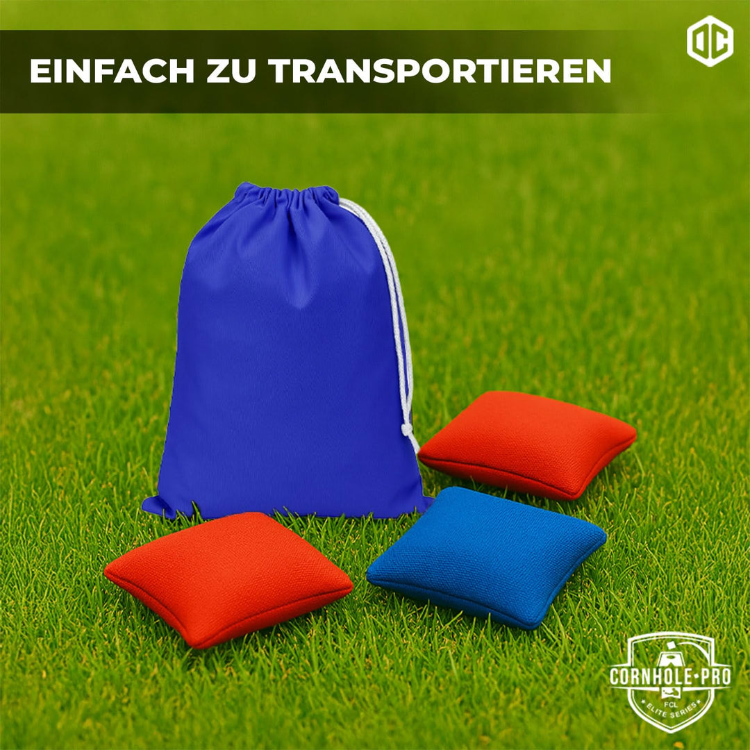 Offizielle Cornhole Tasche | 4 Blaue und 4 rote Taschen | Offizielle Grössen | Premium Qualität | 10