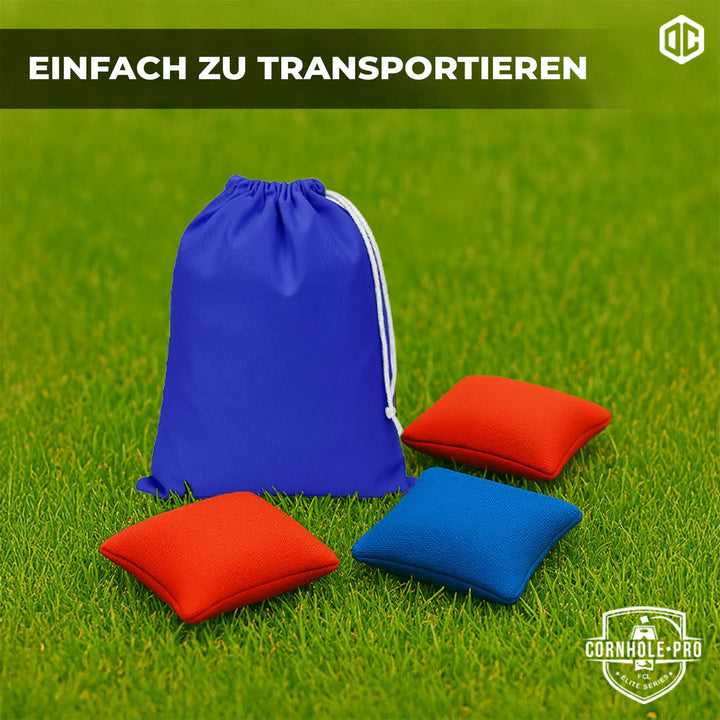 Offizielle Cornhole Tasche | 4 Blaue und 4 rote Taschen | Offizielle Grössen | Premium Qualität | 10