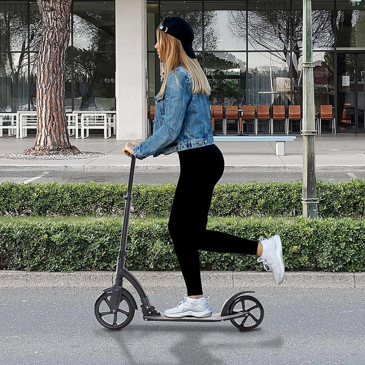 HOMCOM Kinderscooter, Kickscooter mit Stossdämpfung, Tretroller, Klappbar und Höheverstellbar, ab 14
