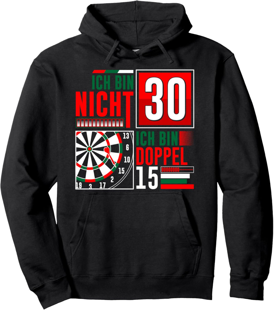 30. Geburtstag Dart Lustiger Spruch Darts Sprüche Doppel 15 Pullover Hoodie