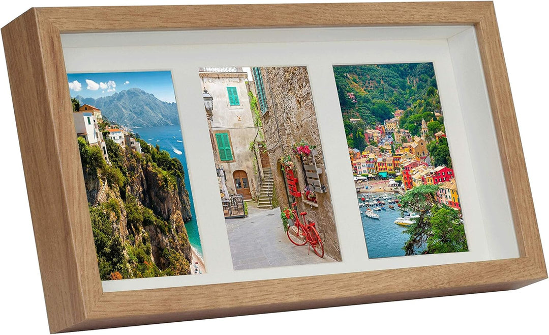 BD ART 18x35 cm 3D Box, Mehrfach Bilderrahmen, Bildergalerie, Fotogalerie mit Passepartout und 3 Fot