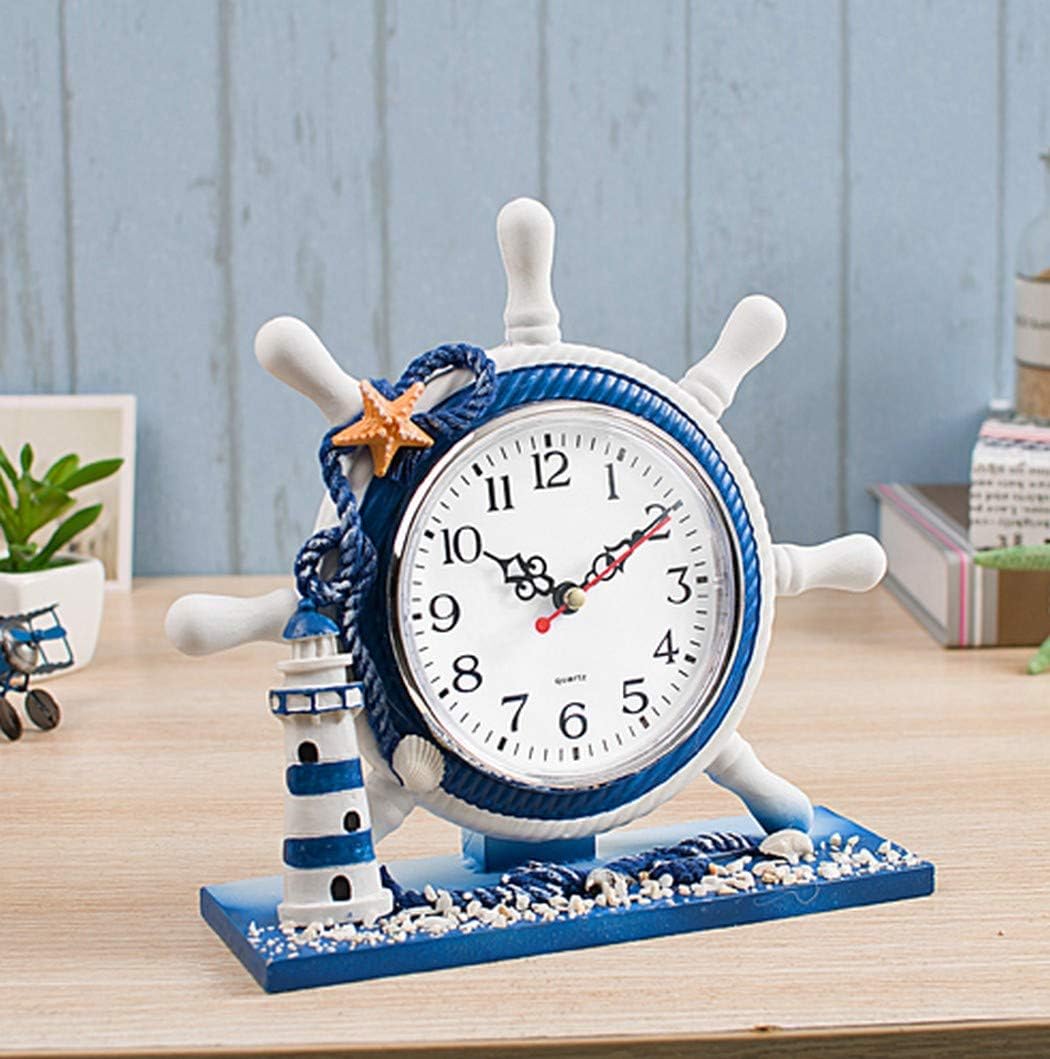 SWHONG Radruder Moderne Tischuhr Mediterran Nicht tickend Kleine Leuchtturm Wanduhren Marine Souveni