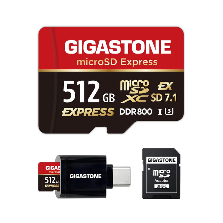 【Für Switch 2 entwickelt】 GIGASTONE 512GB microSD Express + USB-C Kartenleser + Adapter, kompatibel