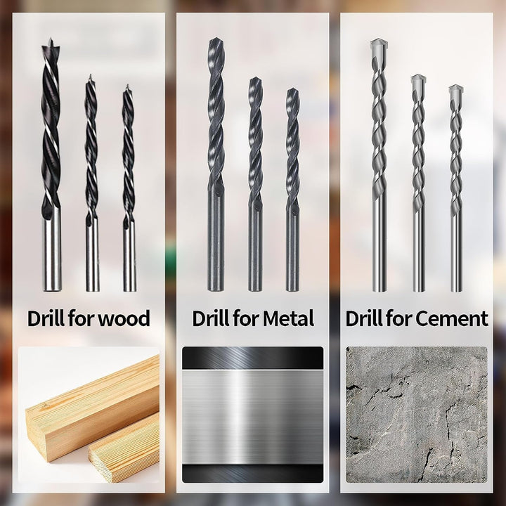 Akku-Schlagbohrmaschine 12 V, PULITUO schlagbohrschrauber set, Akkuschrauber mit 3/8" Metallfutter,