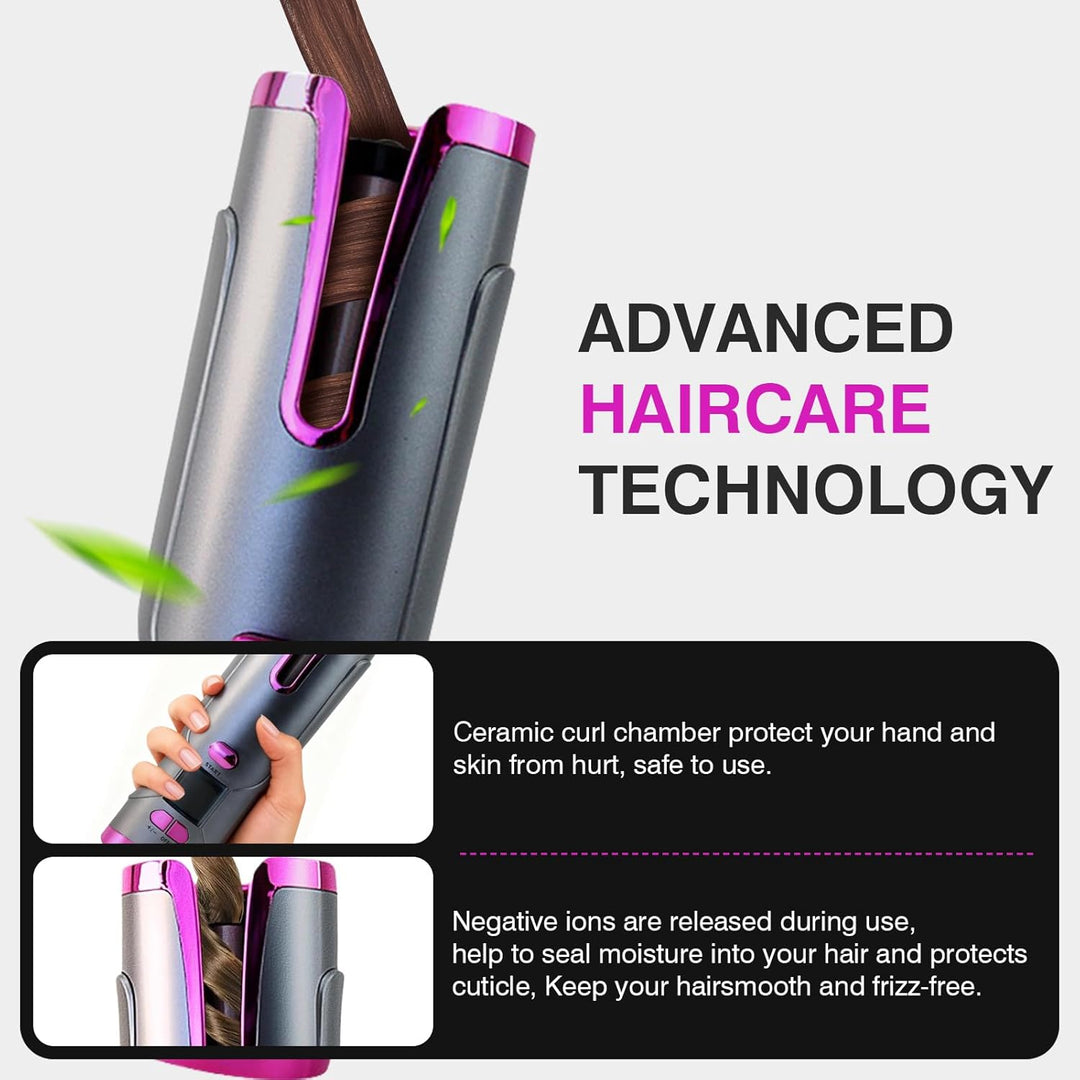 Automatischer Lockenstab, Tragbarer Kabelloser Automatischer Lockenstäbe Automatisch Rotierender Loc