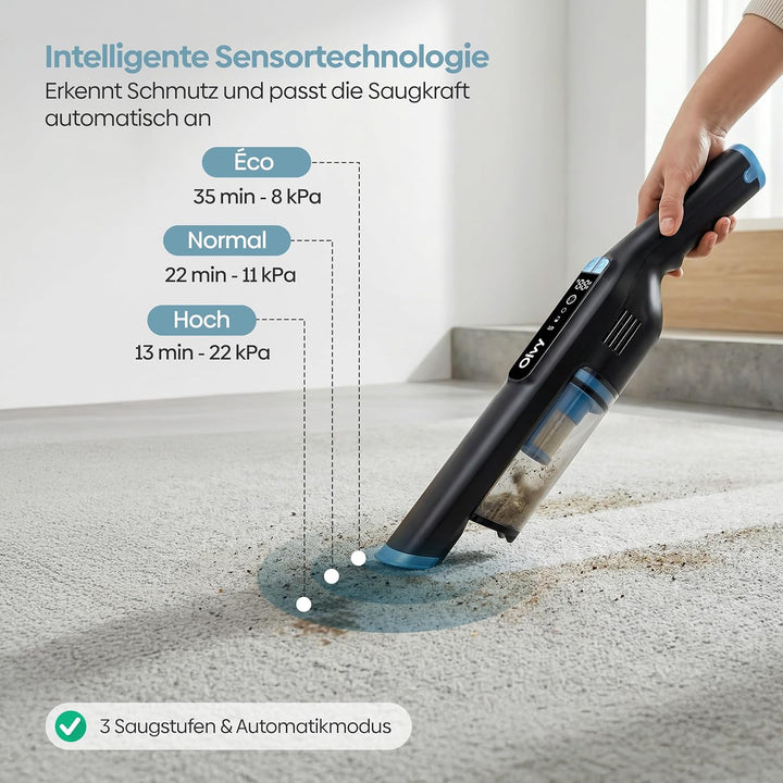 Olvy HC32 PRO Handstaubsauger Kabellos – 250 W, 22 kPa Starke Saugleistung, 3 Saugstufen, bis zu 35
