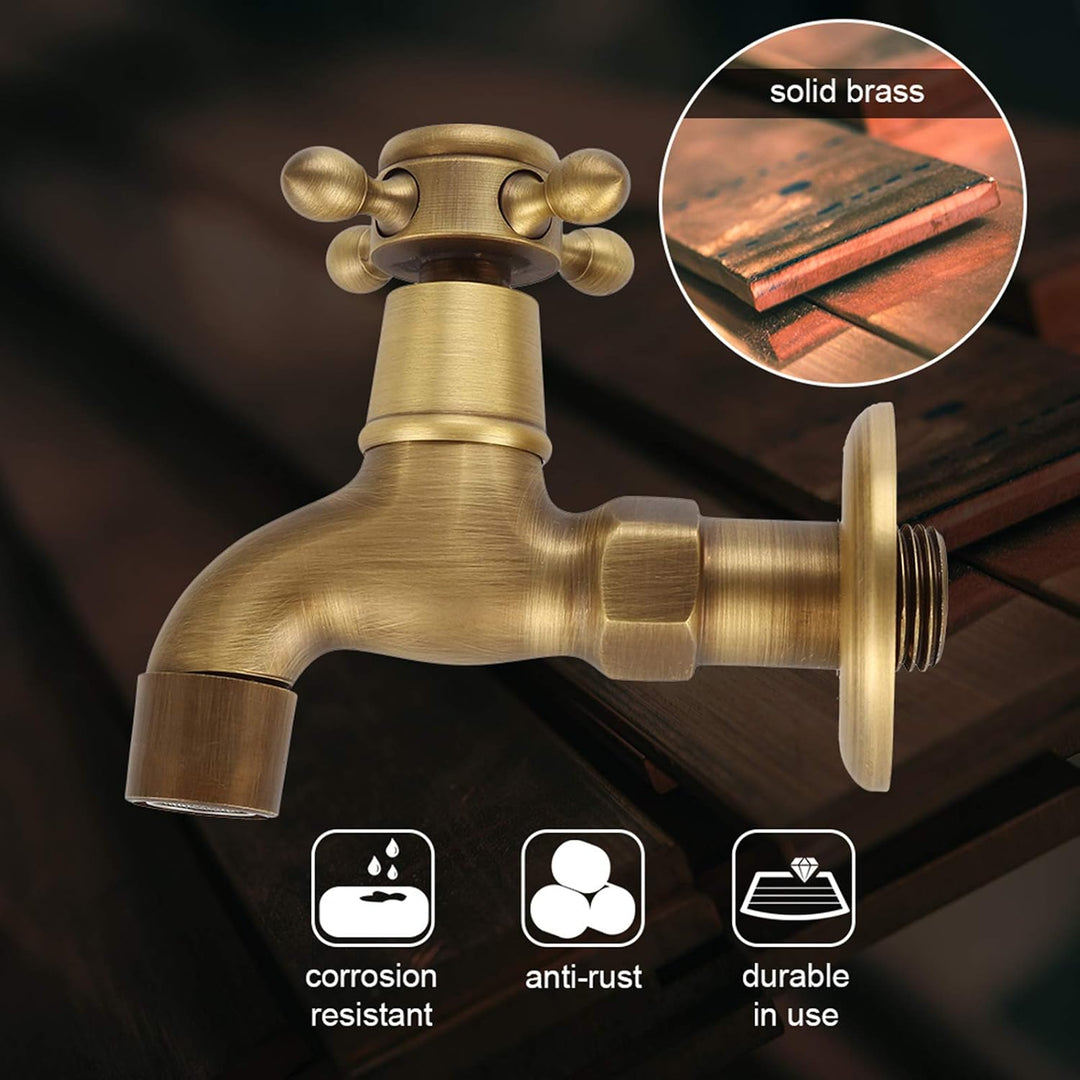 Wasserhahn, Messing Wasserhahn Wandmontage Vintage Massivem Messing Wasserhahn Einzigen Kaltes Wasse