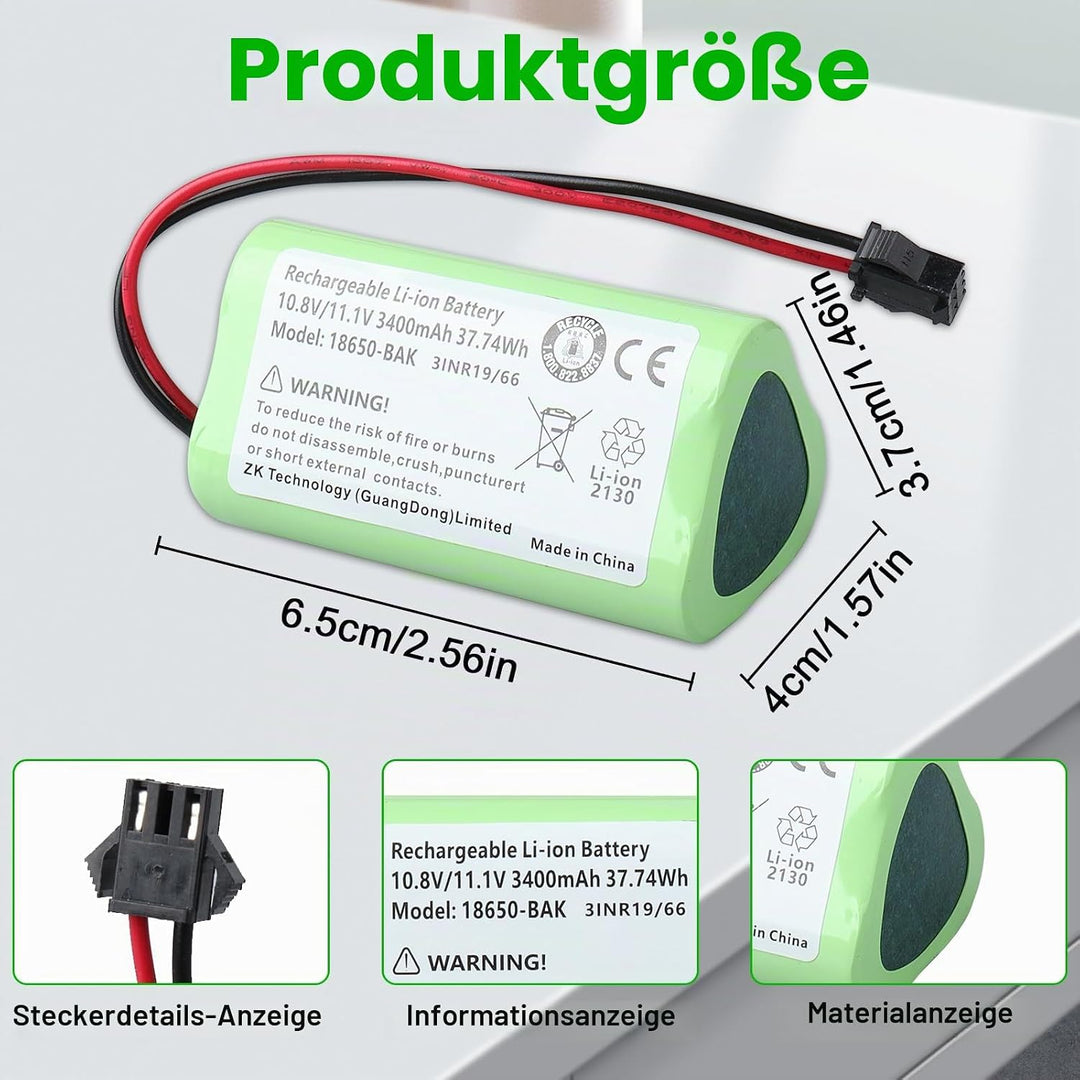 3400mAh Akku Kompatibel mit Vactidy T6 T7 T8 Vactidy LS001-02, Lefant M501, Ecovac CEN330 CEN331, Ce