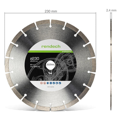 2x Profi Diamantscheibe 230mm für Stein, Beton, Granit, Ziegel uvm. - Diamanttrennscheibe mit hoher