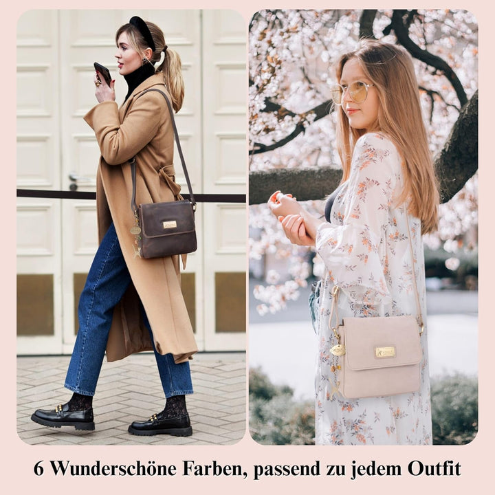 Catwalk Collection Handbags - Vintage Grobem Leder - Klien Umhängetasche Messenger/Schultertasche -