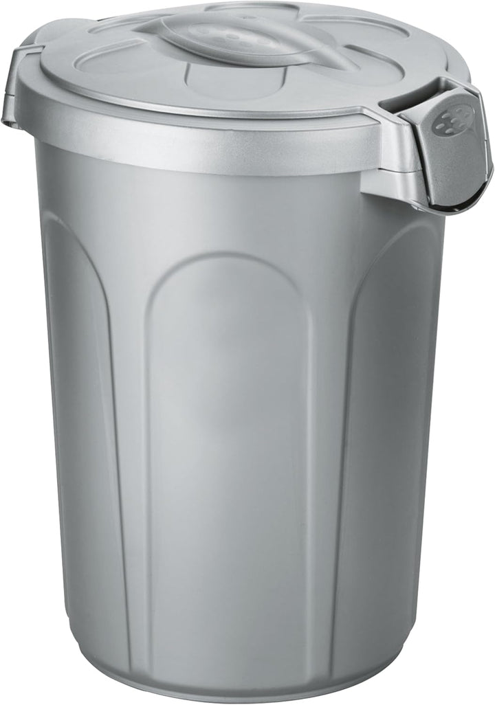 Hummelladen 2X Mülltonne Futtertonne mit verschliessbarem Deckel Silber - 23 Liter Windeleimer Müllb