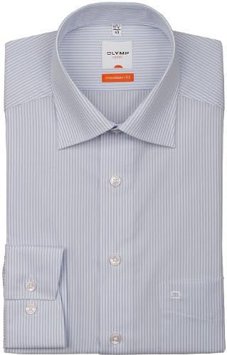 OLYMP Luxor modern fit Hemd Langarm Zündholzstreifen hellblau 38 Blau Weiss, 38 Blau Weiss