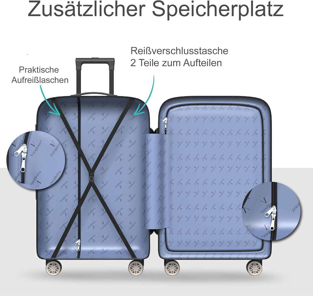 Voyagoux Kofferset 3 teilig - 14L, 35L & 72L, Hartschalenkoffer Set, TSA-Schloss, ABS, 4X 360° Rolle