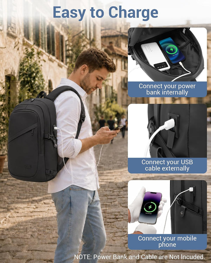 KONO Rucksack Herren, Laptop Rucksack 15,6 Zoll Schulrucksack Teenager Arbeit Laptoptasche mit USB L