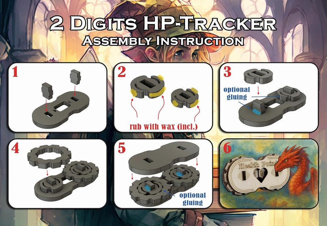DND HP-Tracker aus Holz - Lebenspunkte-Zähler für Tabletop & RPGs - Perfekt für Dungeon Master & Spi