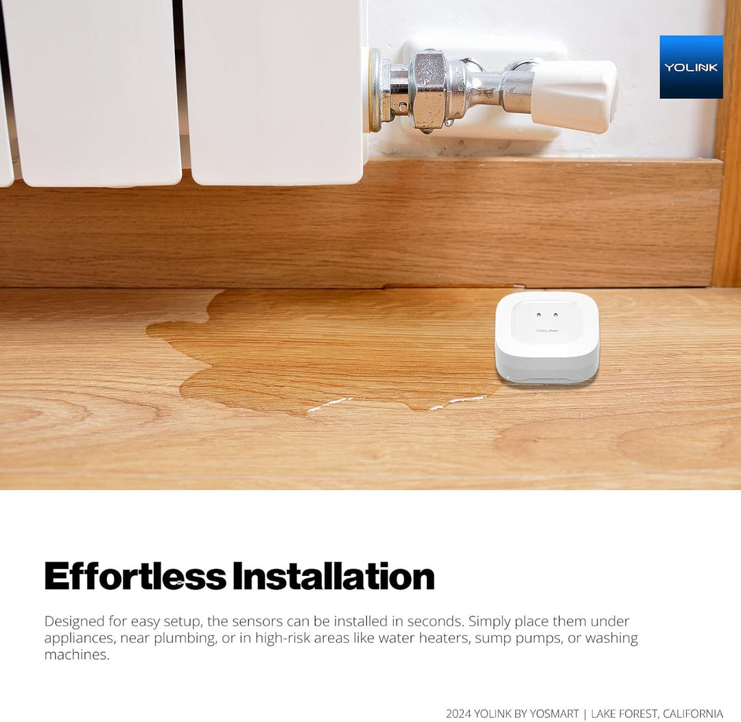YoLink Smart Home Starter Kit: Hub & Wasserlecksensor, 4er-Pack, SMS/Text, E-Mail & Push-Benachricht