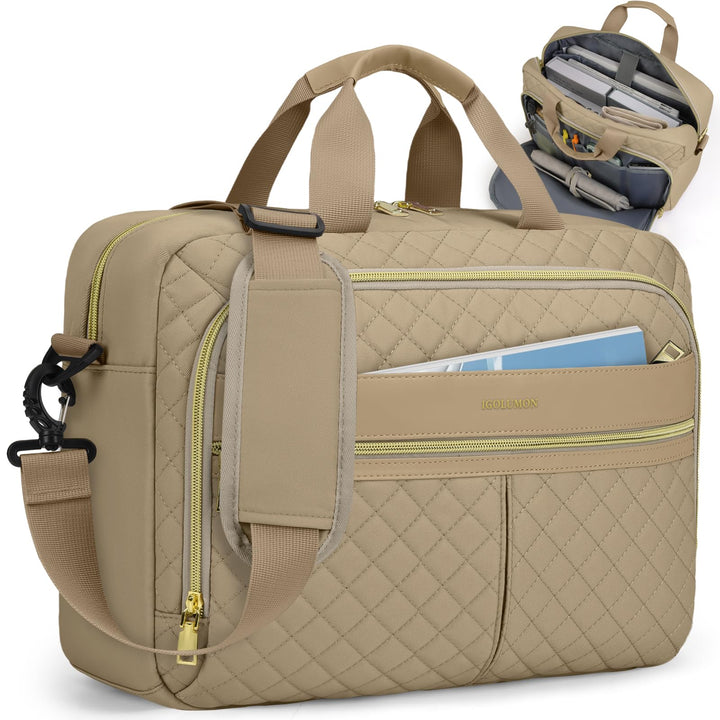IGOLUMON Laptoptasche Damen 17,3 Zoll Aktentasche Wasserdichte Laptop Notebook Tasche Arbeitstasche