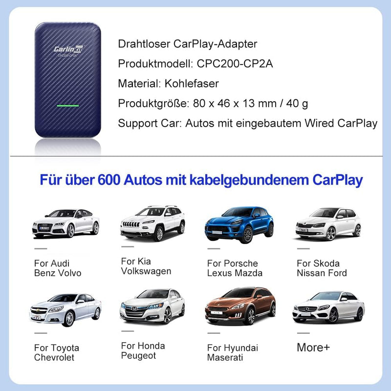 Carlinkit 4.0 Wireless Apple CarPlay & Android Auto 2-in-1-Adapter, für kabelgebundene CarPlay-Autos