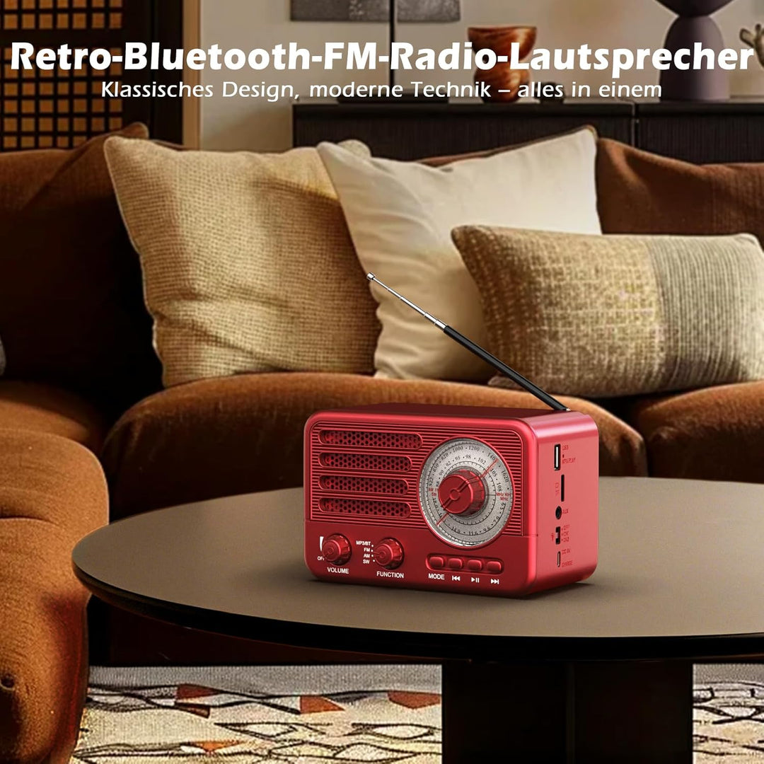 Vintage-Transistorradio – Retro-Stil mit moderner Reichweite, tragbar, AM/FM/SW, mit USB/TF/Aux-MP3-