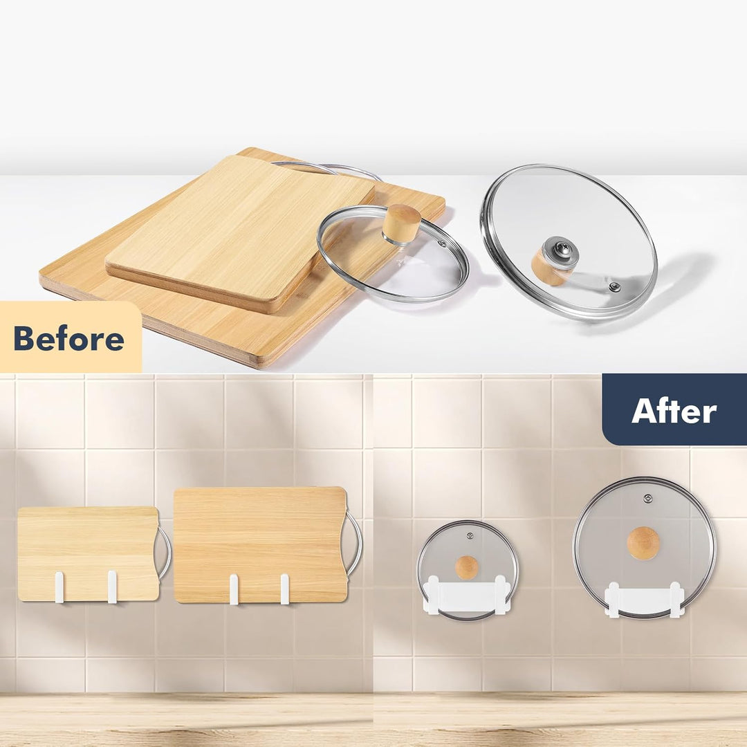 Topfdeckelhalter, An der Wand befestigte 304 Edelstahl-Wannen-Deckel-Organisator-Halter, 3M selbstkl