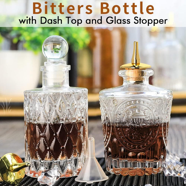 Bitters Bottle Set von 3 Vintage Glas Dasher Bitterflaschen für Cocktail Whiskey Mixing Drinks Dispe