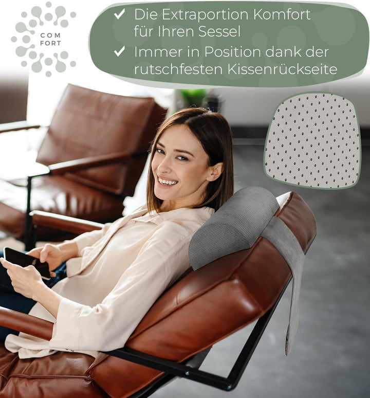 Nackenrolle für Sessel mit Gegengewicht (100% Memory Schaum), Nackenkissen Sofa Couch hängend, Nacke