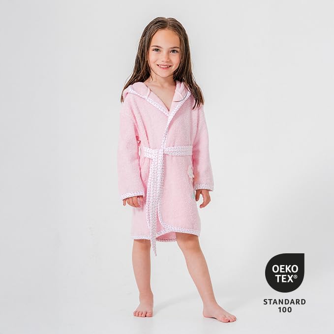 Baby Bademantel mit süssem Giraffenmotiv – Kapuzenbademantel aus 100% Baumwolle – Weich, saugfähig &amp;