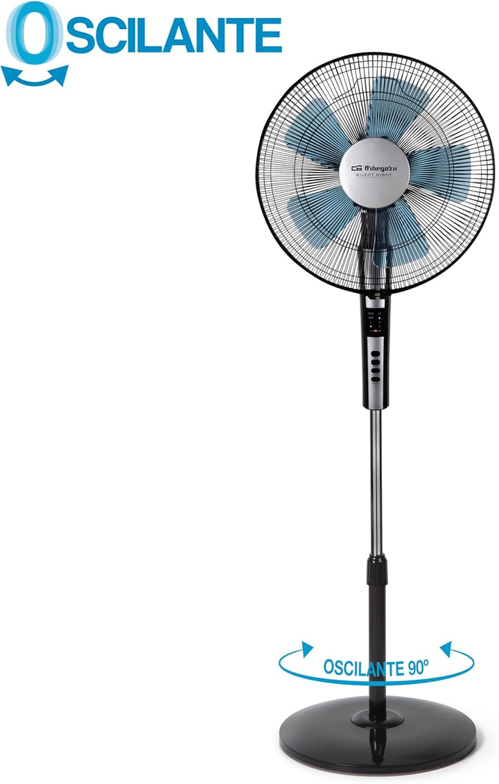 Orbegozo SF 0640 – Leiser Standventilator mit Fernbedienung, Timer, 2 Stufen, Turbo und leise, 65 W,
