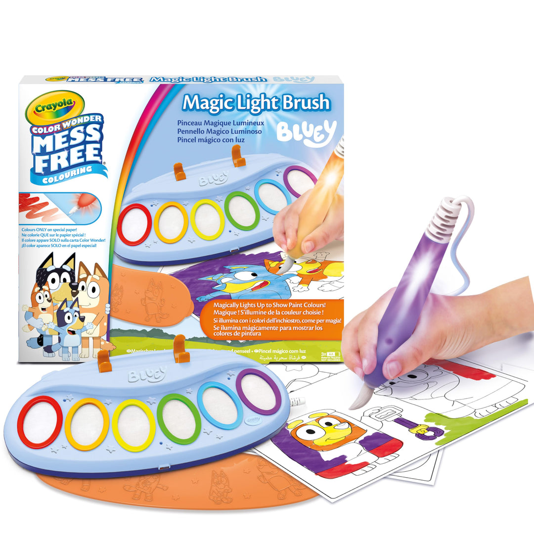 CRAYOLA Color Wonder, Magic Light Brush Bluey, Nicht fleckendes Malset | Kreative Beschäftigung und