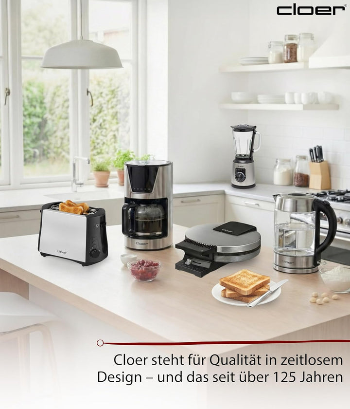 Cloer 3410 Toaster / 825 W / für 2 Toastscheiben / integrierter Brötchenaufsatz / Nachhebevorrichtun