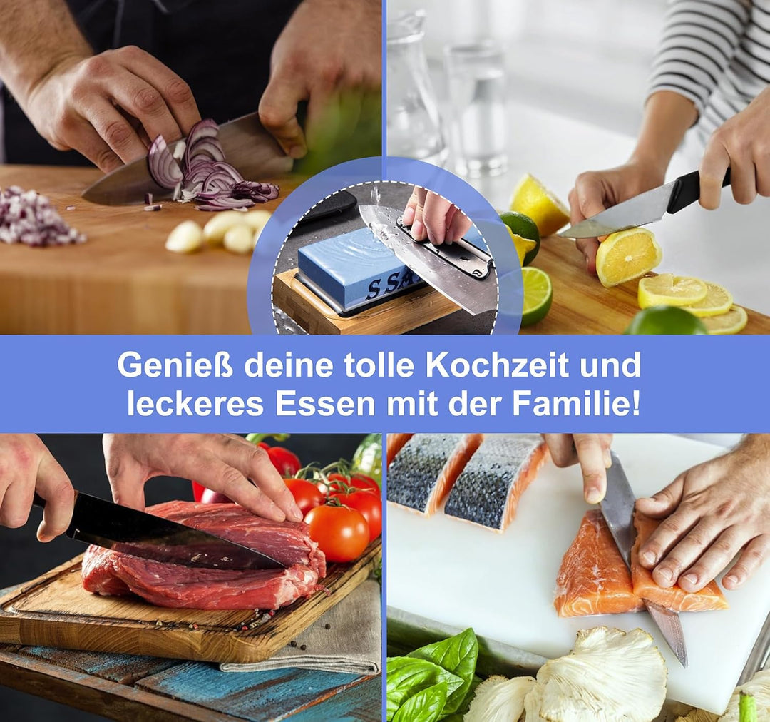 S SATC Schleifstein Messer Set Körnung 400/1000/3000/8000 Wetzstein Messer Schärfen Messerschärfer m