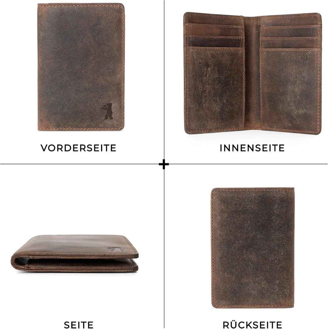 Berliner Bags Vintage Kartenetui Porto, Geldbörse aus Leder mit TÜV-geprüftem RFID-Schutz, Geldbeute
