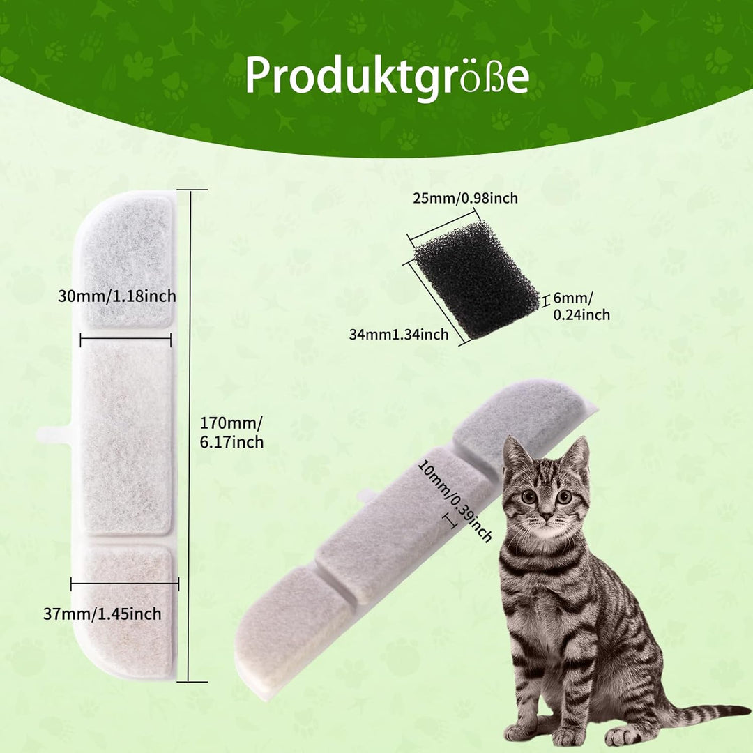 12 Stück Katzenbrunnen Filter für DownyPaws Trinkbrunnen 2,5 L DPWFP6, Filter für Katzenbrunnen Ersa