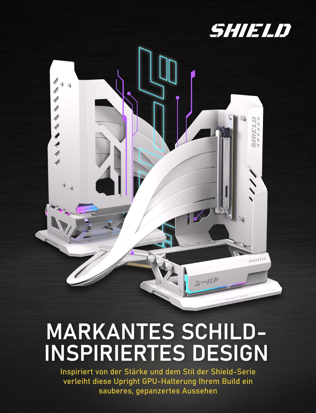 EZDIY-FAB Shield ARGB Aufrechte GPU-Halterung mit PCIe 5.0 Riser–Vertikalhalterung für RTX 50 Serie,