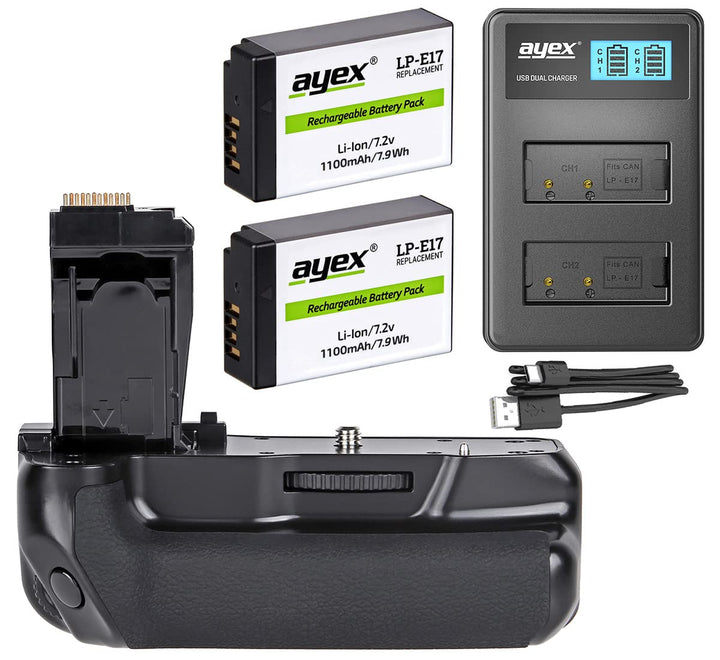 ayex Batteriegriff Set Kompatibel mit Canon EOS 760D 750D IX8 T6S T6I ähnlich BG-E18 + 2 x LP-E17 Ak